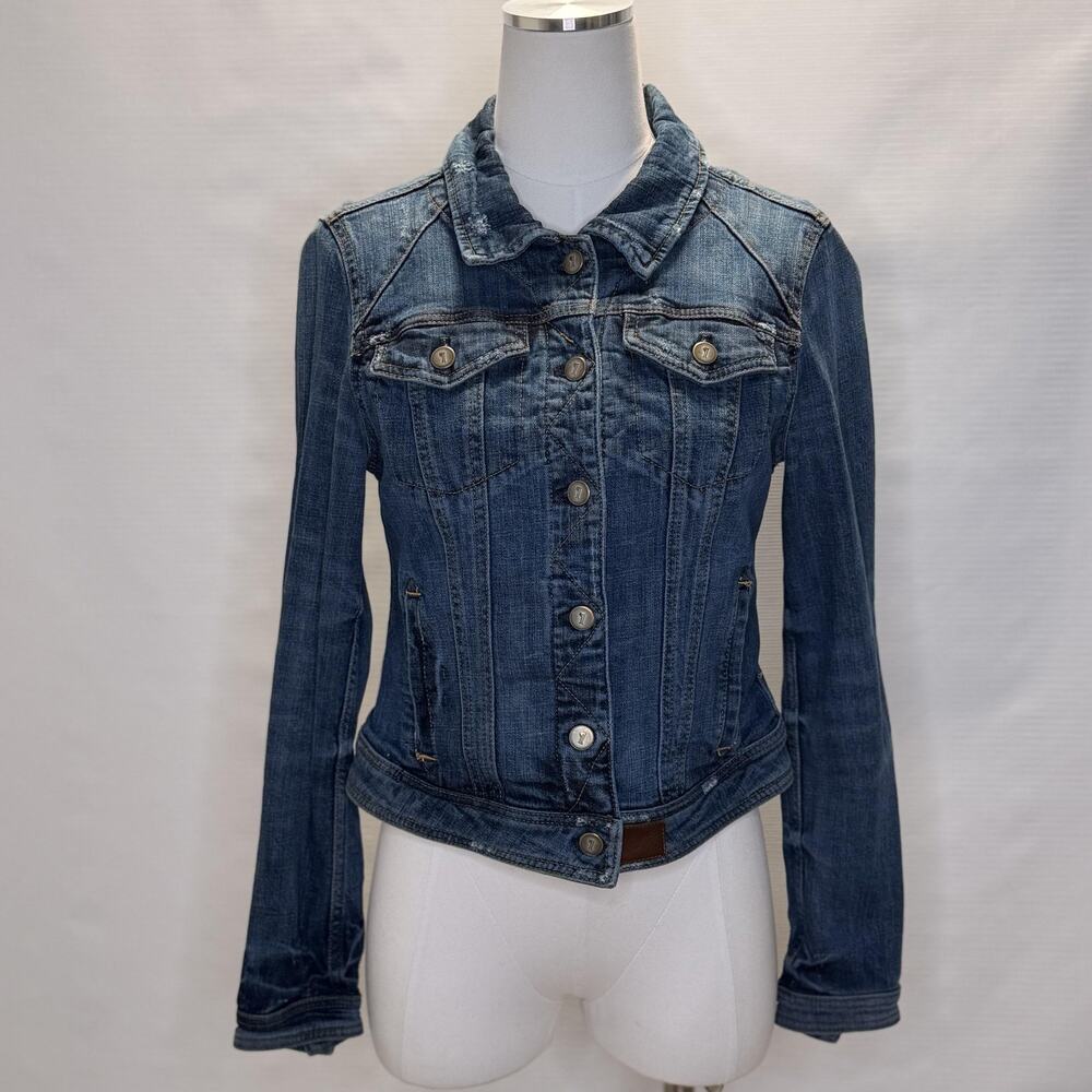 Pilcro And The Letterpress Denim Jacket Womens Medium Blue Jean Button Front